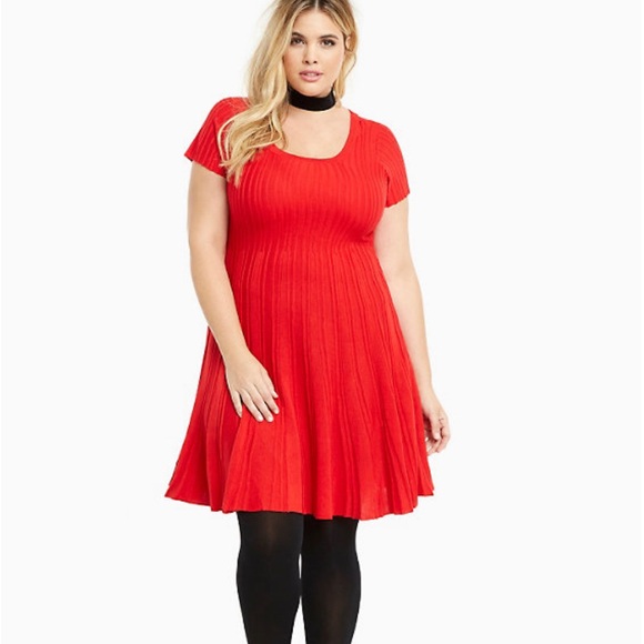 torrid Dresses & Skirts - Torrid Red Ribbed Knit Sweater Dress Size 3X